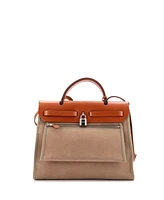 Pre-Owned Hermes 31 Herbag Zip Leather and Toile