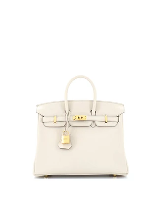 Pre-Owned Hermes Birkin 25 Handbag Light Swift with Gold Hardware