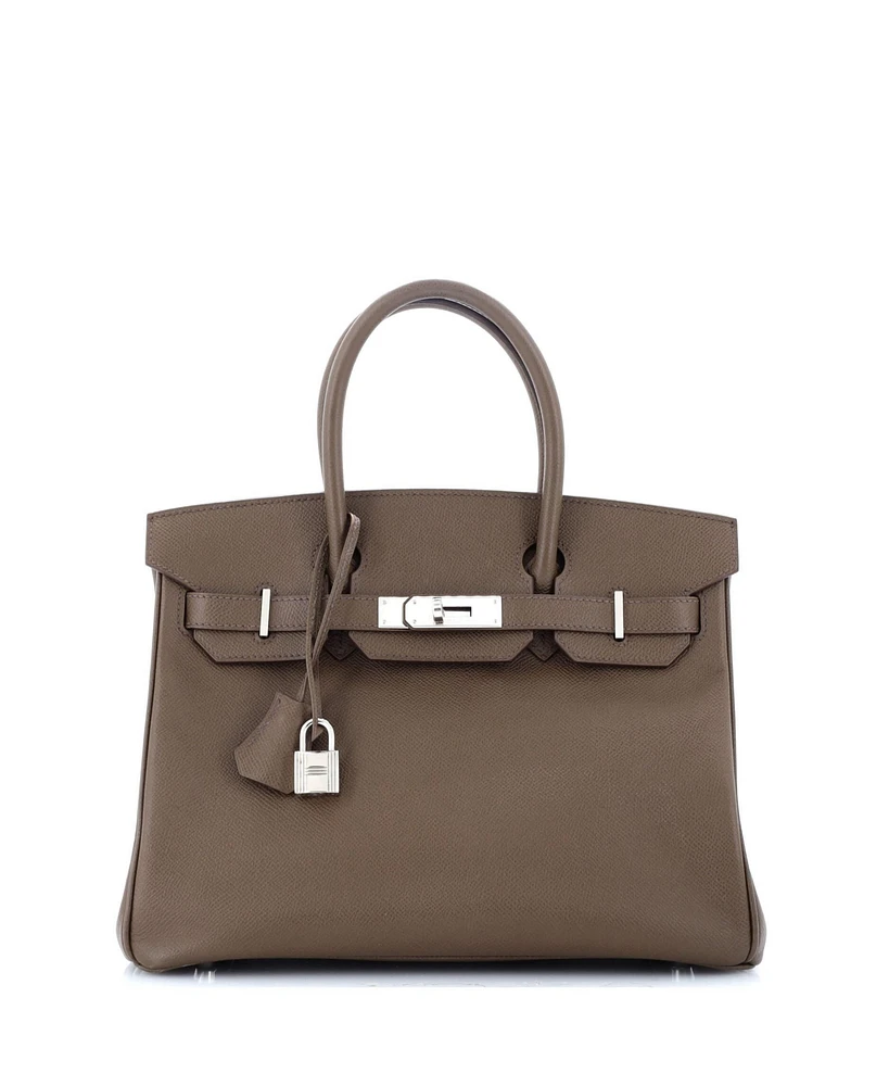 Pre-Owned Hermes Birkin 30 Handbag Brown Epsom with Palladium Hardware