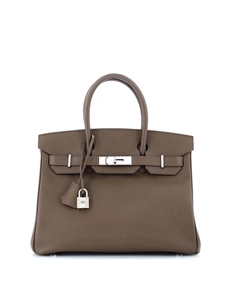 Pre-Owned Hermes Birkin 30 Handbag Brown Epsom with Palladium Hardware