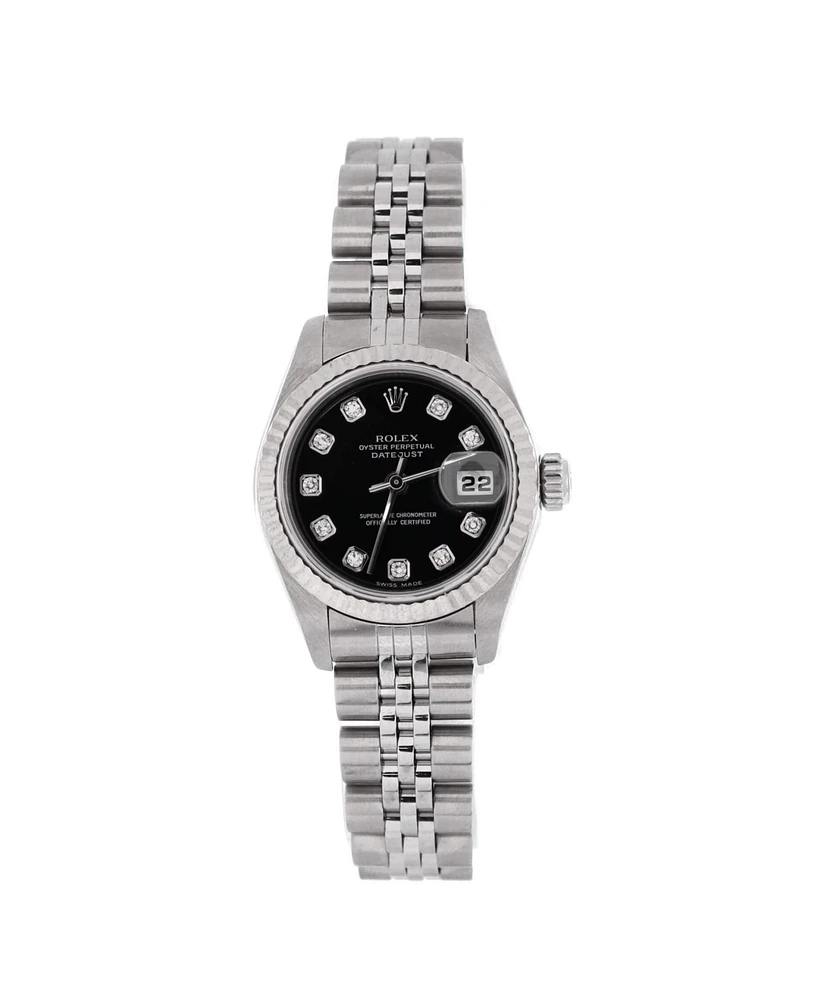 Pre-Owned Rolex Oyster Perpetual Datejust Automatic Watch in Stainless Steel and White Gold with Diamond Markers 26mm
