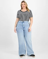 On 34th Trendy Plus High-Rise Relaxed-Fit Wide-Leg Sailor Jeans, Exclusively at Macy's