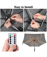 Solar String Light Fit 6-Rib 7/8/9 Ft Outdoor Patio Umbrella 96 Led Warm White