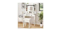 Makeup Vanity Desk with Mirror and Adjustable Storage Shelves