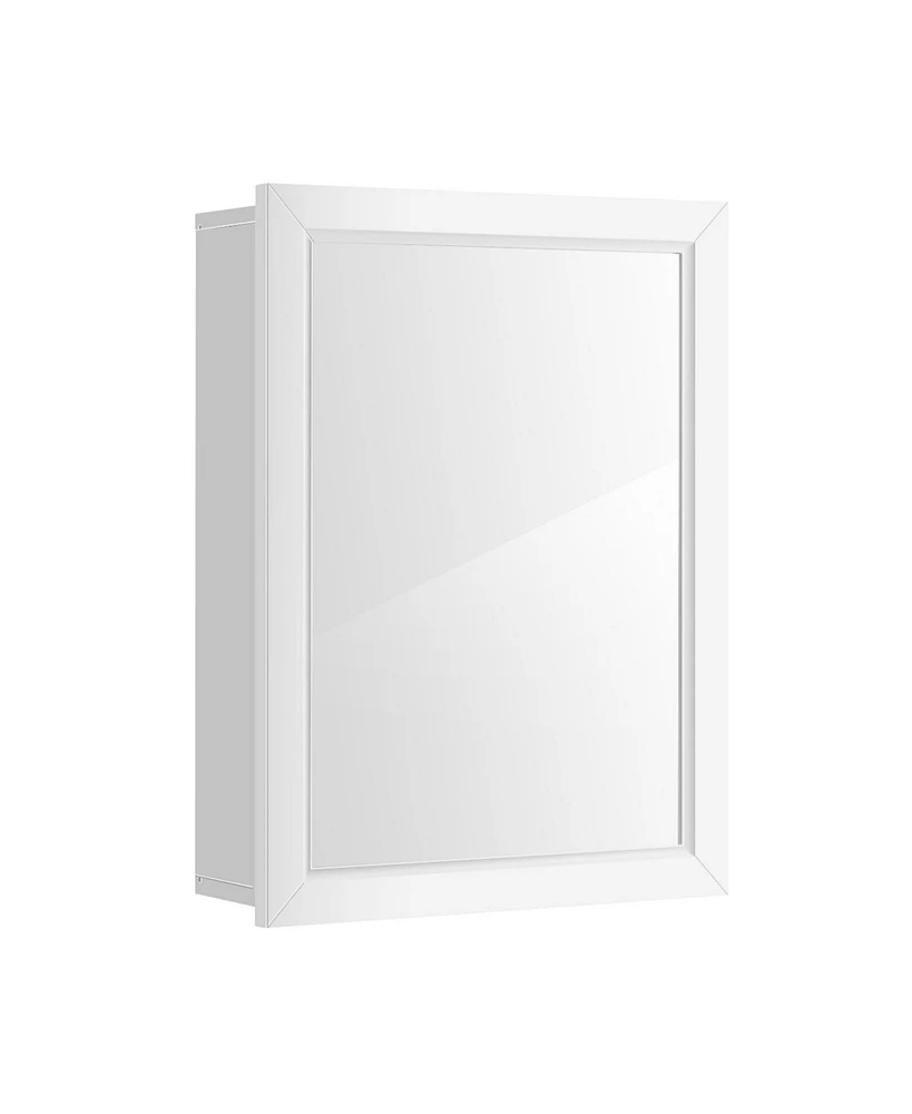 Mirrored Bathroom Medicine Cabinet with Single Door and Adjustable Shelf