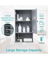 Bathroom Wall Mount Storage Cabinet Single Door with Height Adjustable Shelf