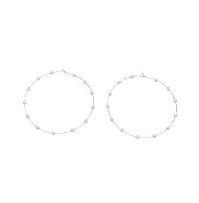 Sohi Gold-Plated Pearls Hoop Earring