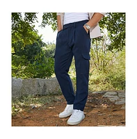 Campus Sutra Men's Indigo Blue Utility Pleated Trousers