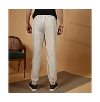 Campus Sutra Men's Saltbox Beige Parachute Utility Trousers