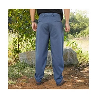 Campus Sutra Men's Steel Blue Tailored Linen-Blend Trousers