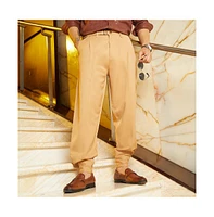 Campus Sutra Men's Khaki Beige Panelled Gurkha Trousers