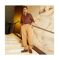 Campus Sutra Men's Khaki Beige Panelled Gurkha Trousers