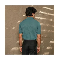 Campus Sutra Men's Emerald Green Warp-Tactile Polo T-Shirt