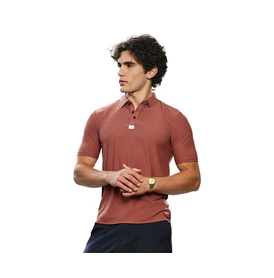 Campus Sutra Men's Sienna Brown Seamless Solid Polo T-Shirt