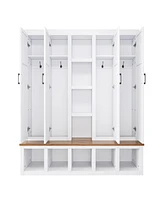 Farmhouse Hall Tree with Bench & Storage