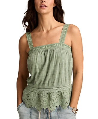 Lucky Brand Women's Embroidered Cotton Sleeveless Top