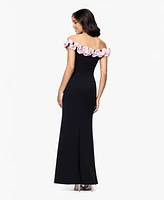 Blondie Nites Juniors' Off-The-Shoulder Ruffled Evening Gown