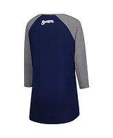 Majestic Women's Navy Milwaukee Brewers Raglan 3/4-Sleeve T-Shirt
