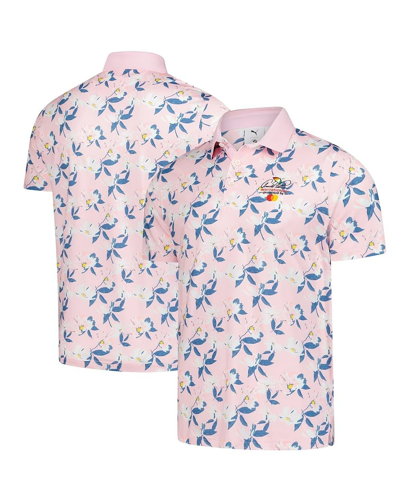 Puma Men's Pink Arnold Palmer Invitational Springs Floral Polo Shirt