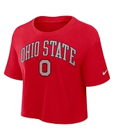 Nike Women's Scarlet Ohio State Buckeyes Athletic Prep Arch Performance Cropped T-Shirt