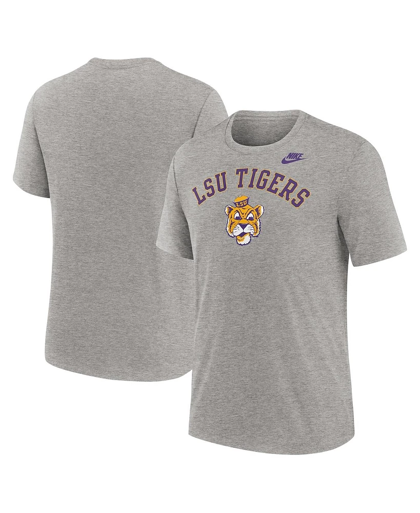 Nike Men's Heather Gray Lsu Tigers Legacy Arch Tri-Blend T-Shirt