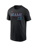 Nike Men's Sandy Alcantara Black Miami Marlins 2025 City Connect Fuse Name Number T-Shirt