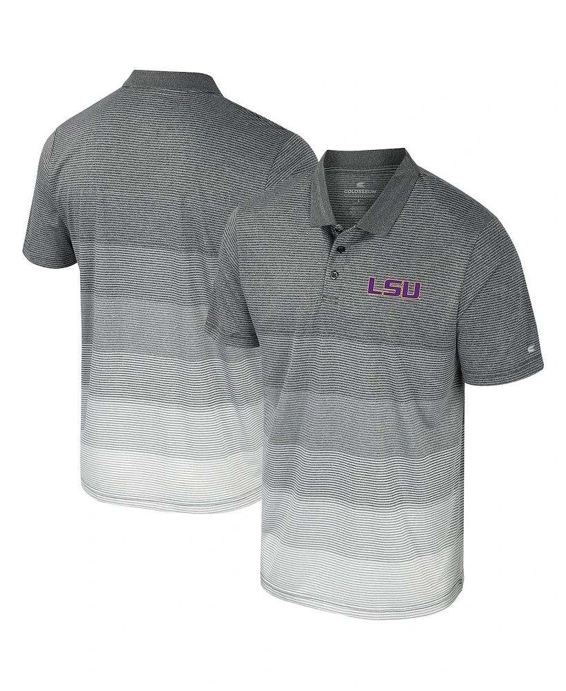 Colosseum Men's Gray Lsu Tigers Striped Mesh Polo Shirt