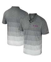 Colosseum Men's Gray Lsu Tigers Striped Mesh Polo Shirt