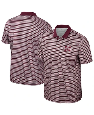 Colosseum Men's Maroon Mississippi State Bulldogs Striped Polo Shirt