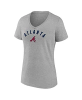 Fanatics Women's Gray Atlanta Braves V-Neck T-Shirt
