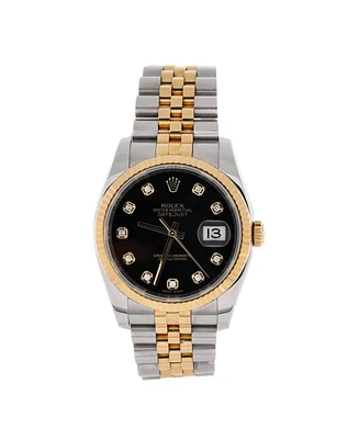 Pre-Owned Rolex Oyster Perpetual Datejust Automatic Watch in Stainless Steel and Gold with Diamond Markers 36mm