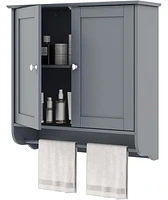 Wall Mounted Bathroom Storage Medicine Cabinet with Towel Bar