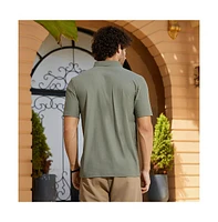 Campus Sutra Men's Olive Green Seamless Cuboid Polo T-Shirt