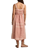 Lucky Brand Women's Printed Cotton Sleeveless Midi Dress