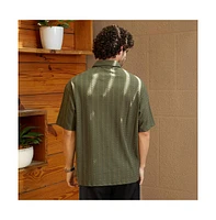 Campus Sutra Men's Army Green Spiralknot-Tactile Oversized Polo T-Shirt