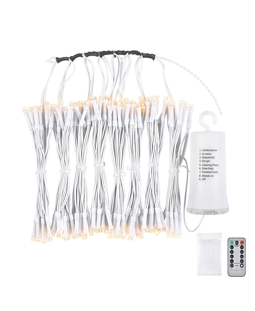 Yescom Patio Umbrella Solar String Light with Remote Control Timer Fit 8-Rib 8/9/ Ft Outdoor Shade Led Warm White