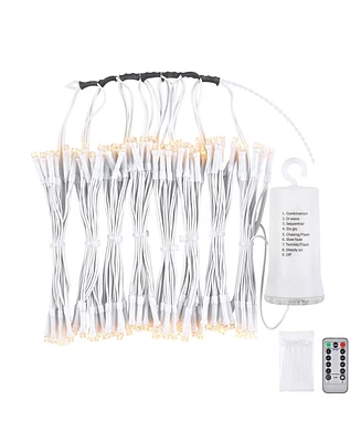 Yescom Patio Umbrella Solar String Light with Remote Control Timer Fit 8-Rib 8/9/ Ft Outdoor Shade Led Warm White