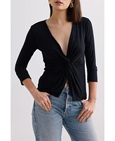 Reistor Women's Twist Front Knit Shirt Black