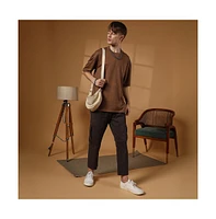 Campus Sutra Men's Chocolate Brown Solid Oversized T-Shirt