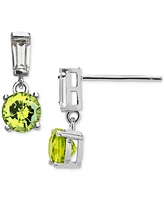 Peridot (1 ct. t.w.) & Tapered Cubic Zirconia Drop Earrings in Sterling Silver
