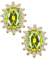 Peridot (1 ct. t.w.) & Lab Grown White Sapphire (1/8 ct. t.w.) Oval Stud Earrings in 14K Gold over Sterling Silver