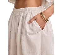 Lucky Brand Women's Embroidered Breezy Eyelet Maxi Skirt