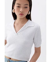 Nocturne Women's Rhinestone Embroidered Knitwear Top