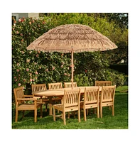 6.5 Feet Thatched Tiki Umbrella with Foldable Stand Push Button Tilt