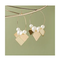 Sohi Gold-Plated Stones Hoop Earrings