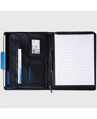 Alpine Swiss Leather Zippered Writing Pad Portfolio Business Briefcase Organizer