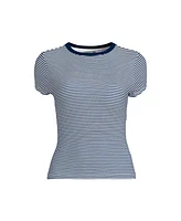 Lands' End Women's SunShade Upf 50 Cap Sleeve Fitted with Built Bra Rash Guard