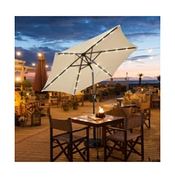 9 Feet Solar Led Lighted Patio Market Umbrella with Tilt Adjustment without Base