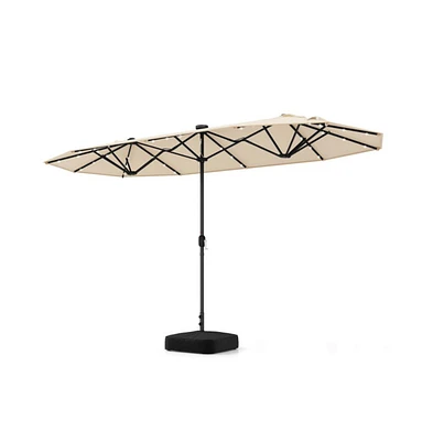 13feet Double-sided Patio Umbrella with Solar Lights for Garden Pool Backyard