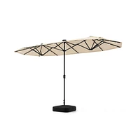 13feet Double-sided Patio Umbrella with Solar Lights for Garden Pool Backyard